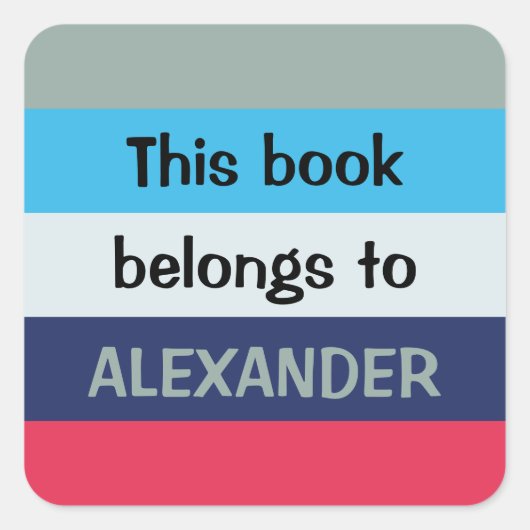 Blauwe en bruine strepen vierkante sticker (Voorkant)