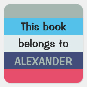 Blauwe en bruine strepen vierkante sticker