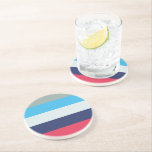 Blauwe en bruine strepen zandsteen onderzetter<br><div class="desc">Horizontaal blauw en gestript patroon.</div>