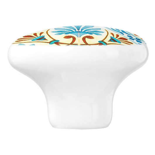 Blauwe en bruine  teile look-keramische knop (Zijkant)