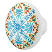 Blauwe en bruine  teile look-keramische knop (Rechts)