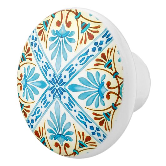 Blauwe en bruine  teile look-keramische knop (Rechts)