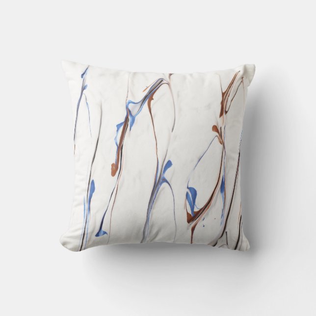 Blauwe en bruine verflagen kussen (Voorkant)