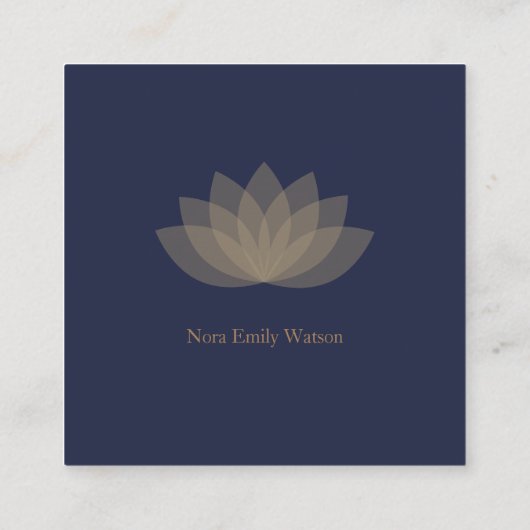 Blauwe en bruine Visitekaartjes met lotusbloem (Achterkant)