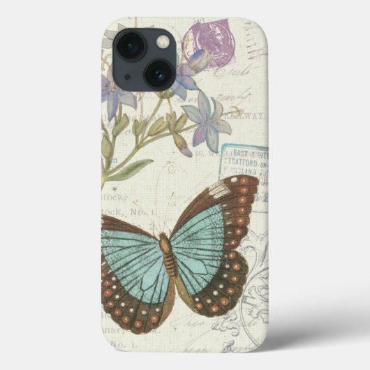 Blauwe en bruine vlinder Case-Mate iPhone case (Achterkant)