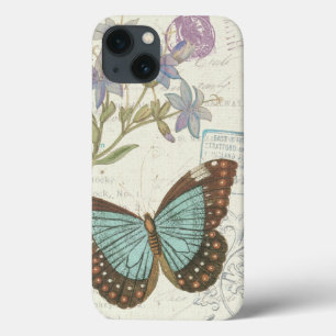Blauwe en bruine vlinder iPhone 13 hoesje