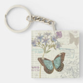 Blauwe en bruine vlinder sleutelhanger (Voorkant)