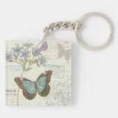 Blauwe en bruine vlinder sleutelhanger (Achterkant)