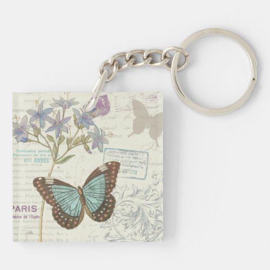 Blauwe en bruine vlinder sleutelhanger (Achterkant)