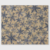 Blauwe en bruine Waterverf Snowflake Pattern Cadeaupapier (Vlak)