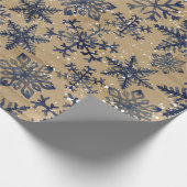 Blauwe en bruine Waterverf Snowflake Pattern Cadeaupapier (Hoek)