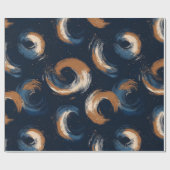 Blauwe en bruine wervelcirkel op donkere achtergro cadeaupapier (Vlak)