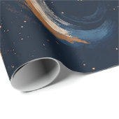 Blauwe en bruine wervelcirkel op donkere achtergro cadeaupapier (Rol Hoek)