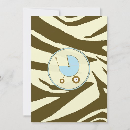 Blauwe en bruine zebra Print Baby shower Uitnodigi Kaart (Voorkant)