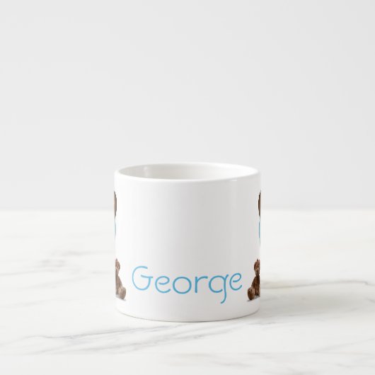 Blauwe en chocolade ballonnen Teddy Bears Baby Mok (Voorkant)