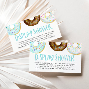 Blauwe en Chocolade Sprinkle Donuts Display Douche Informatiekaartje