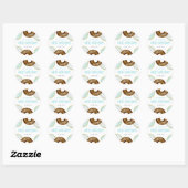 Blauwe en Chocolade Sprinkle Donuts Eerste Verjaar Ronde Sticker (Vel)