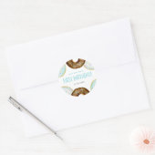 Blauwe en Chocolade Sprinkle Donuts Eerste Verjaar Ronde Sticker (Envelop)