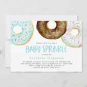 Blauwe en chocolade Waterverf Donuts Baby Sprinkle Kaart (Voorkant)