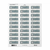 Blauwe en Cream-Rozen met monogram Etiket (Full Sheet)