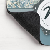 Blauwe en Cream-Rozen met monogram Muismat (Hoek)