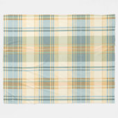 Blauwe en Cream Tartan Design Fleece Deken (Voorkant (Horizontaal))