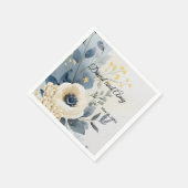 Blauwe en crème en witte bloemencocktailservetten servet (Hoek)