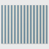 Blauwe en Crème Verticale Strepen Cadeaupapier (Vlak)