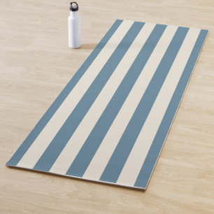 Blauwe en Crème Verticale Strepen Yogamat