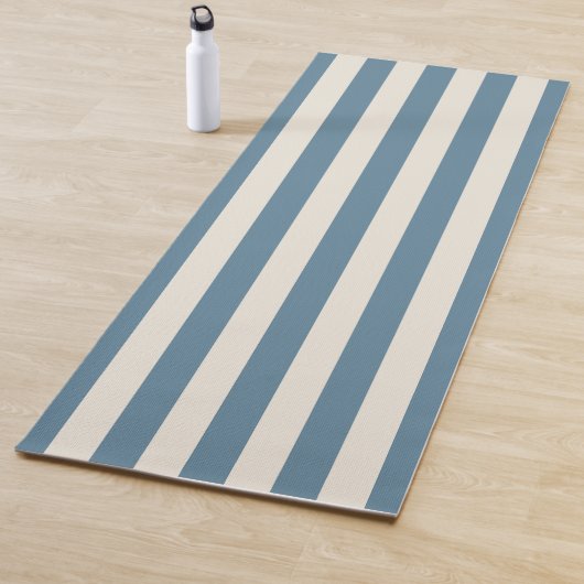 Blauwe en Crème Verticale Strepen Yogamat (In situ)