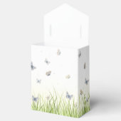 Blauwe en Crème Vlinders Charmante Tuin Scène Bedankdoosjes (Geopend)