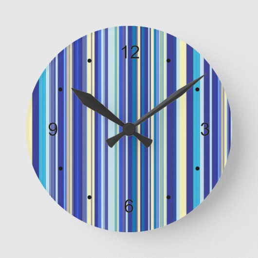 Blauwe en crèmestrepen ronde klok (Voorkant)