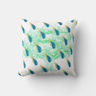 Blauwe en gedempte gele regenbuien kussen