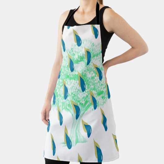 Blauwe en gedempte gele regenbuien schort (Insitu)