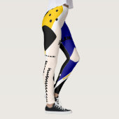 Blauwe en gele Abstracte afdrukLeggings Leggings (Rechts)