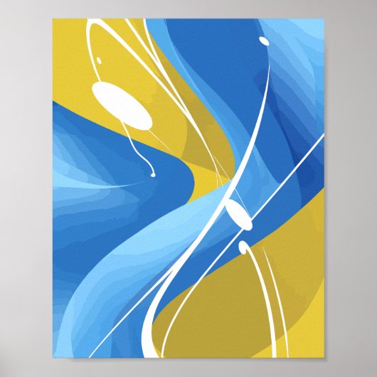 Blauwe en gele Abstracte kunst Poster (Voorkant)