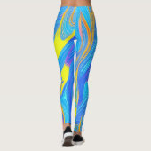Blauwe en Gele Abstracte Leggings (Achterkant)