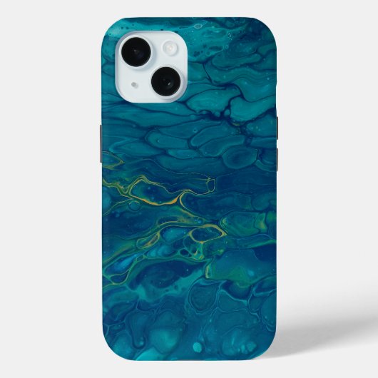Blauwe en gele Abstracte marmer-mozaïekvochtige ku Case-Mate iPhone Case (Achterkant)