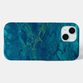 Blauwe en gele Abstracte marmer-mozaïekvochtige ku Case-Mate iPhone Case (Achterkant (horizontaal))