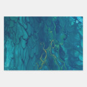 Blauwe en gele Abstracte marmer-mozaïekvochtige ku Inpakpapier Vel (Voorkant)