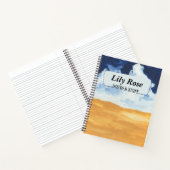 Blauwe en Gele Abstracte Waterverf Gepersonaliseer Notitieboek (Binnen)