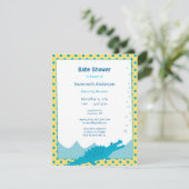 Blauwe en Gele Alligator Baby Jongensdouche Kaart (Staand voorkant)