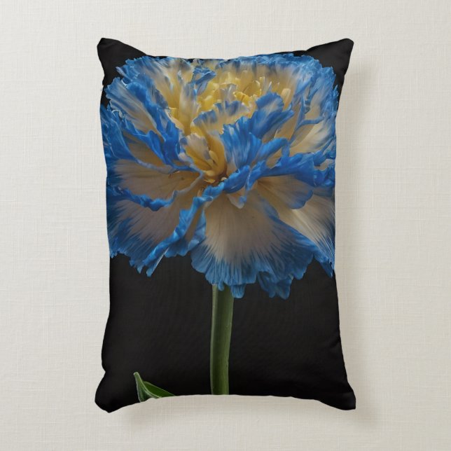 Blauwe en gele anjer bloem, accent kussen (Voorkant(Verticaal))