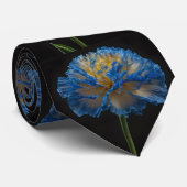 Blauwe en gele anjer bloem, stropdas (Opgerold)