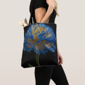 Blauwe en gele anjer bloem, tote bag (Dichtbij)
