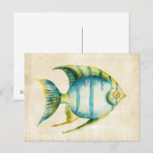Blauwe en gele aquariumvis briefkaart (Voorkant / Achterkant)
