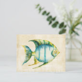 Blauwe en gele aquariumvis briefkaart (Staand voorkant)