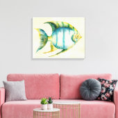 Blauwe en gele aquariumvis canvas afdruk (Insitu (Woonkamer))