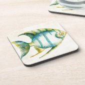 Blauwe en gele aquariumvis onderzetter (Linkerzijde)