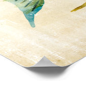 Blauwe en gele aquariumvis poster (Hoek)